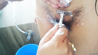 Slender Indian girl has hairy muff shaved by lover in the bathroom | XXX Video on AllSex.XXX