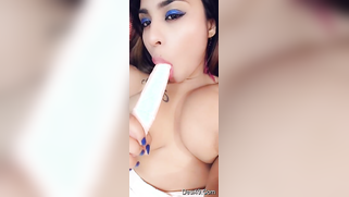 Girl with naked round boobies sucks dildo showing how she has oral sex | XXX Video on AllSex.XXX