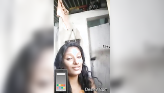 Sexy Indian aunty puts small boobs on view but tries to hide her face | XXX Video on AllSex.XXX