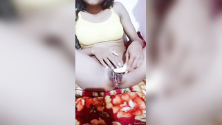 There is no sex toy but the Indian girl replaces it with banana | XXX Video on AllSex.XXX