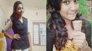 Beautiful Indian girl plays with soft boobies in the restroom