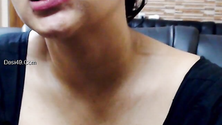 Big-boobied Desi in carnival mask spreads legs to touch pussy | XXX Video on AllSex.XXX