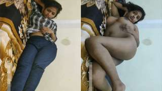 Indian babe with nose piercing lies on the bed to touch herself | XXX Video on AllSex.XXX