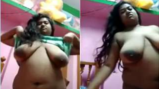 Desi camgirl lifts green dress to impress viewers with huge tits | XXX Video on AllSex.XXX