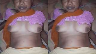 Farmer asks the Desi wife to demonstrate tits and vag on the camera