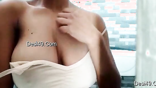 Busty Desi girl plays with awesome XXX melons in the bathroom | XXX Video on AllSex.XXX