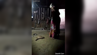 Perv hides in the barn to film the naked body of his Desi landlady