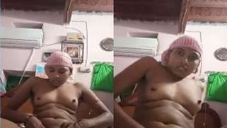 Naked Desi wears a pink towel on head and masturbates pussy | XXX Video on AllSex.XXX