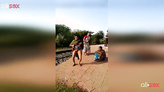 Milf aunty stripping and show pussy in the middle of the railway station | XXX Video on AllSex.XXX