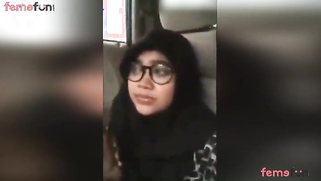 Lewd milf in Hijab enjoying husband friend in the car