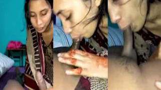Cute Indian girlfriend sucks man's dick and swallows his XXX spunk