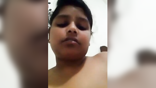 Chubby Indian girl worships juicy XXX melons and shows her big nipples