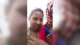 Man takes Desi girlfriend's titties to light and kisses her on camera