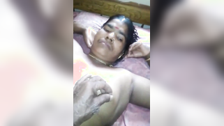 Desi masturbation lies in bed but guy touches small boobs and snatch