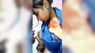 Man pulls Indian girlfriend's blue sari up to reach appetizing nipples | XXX Video on AllSex.XXX