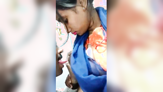 Man pulls Indian girlfriend's blue sari up to reach appetizing nipples | XXX Video on AllSex.XXX