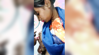 Man pulls Indian girlfriend's blue sari up to reach appetizing nipples | XXX Video on AllSex.XXX