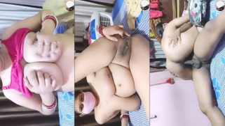 During solo sex show in front of phone chubby Desi gal plays with toy