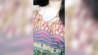 Horny Desi girl whips out natural jugs and starts touching own twat