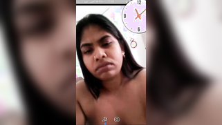 Lovely Desi nymph playing with XXX boobs during video chat with BF