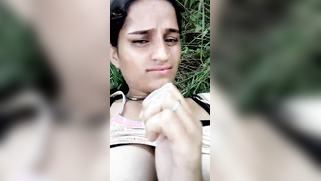 Slender Indian girl lies in grass while man fingers the XXX opening | XXX Video on AllSex.XXX