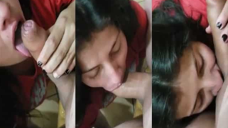 Teen Indian tries to suck not husband for the first time on camera