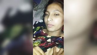 Chick takes boobies and hairy pussy out for pussy-nailing at home | XXX Video on AllSex.XXX