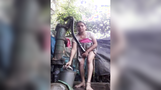 Desi girl shows off vagina and touches it by water column in XXX porn | XXX Video on AllSex.XXX