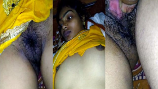 Desi lies still while XXX cameraman films naked boobs and hairy pussy