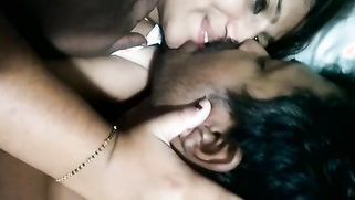 Mustached man knows how to turn the young wife on before Indian sex