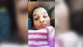 Mustached man plays with Indian wife's tits during the video call | XXX Video on AllSex.XXX