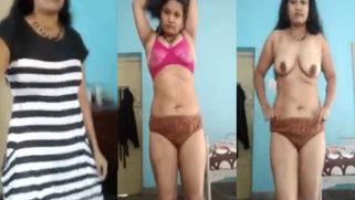 Indian charmer takes striped dress off and keeps on doing XXX show | XXX Video on AllSex.XXX