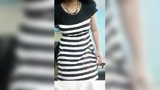 Indian charmer takes striped dress off and keeps on doing XXX show | XXX Video on AllSex.XXX
