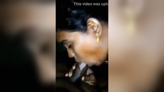 Mallu whore unites mouth with guy's XXX tool in darkness of bedroom