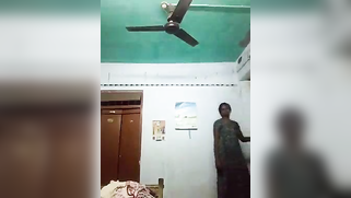 XXX job of Desi is to pull sari down and show naked titties on camera