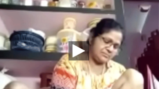 Old chubby woman with glasses flashes snatch in XXX porn at kitchen | XXX Video on AllSex.XXX