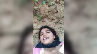 Slutty Bangla in dress lies on cold ground while XXX partner films | XXX Video on AllSex.XXX