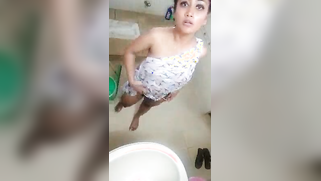 Mallu touches her own naked boobies in th bathroom for XXX viewers | XXX Video on AllSex.XXX