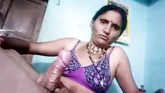 Chubby in purple bra gets on top of man to receive his XXX tool inside