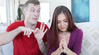 Cheeky fellow tempts nerdy sis Ava Haze into quick XXX taboo fuck