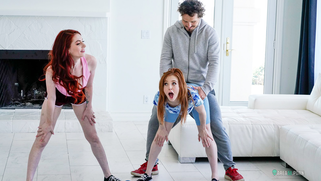 Naughty wives Madi and Aria fucks with personal trainer