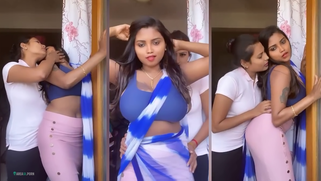 Huge breasts lesbian TikTok star Elakkiya seduces her desi bestie