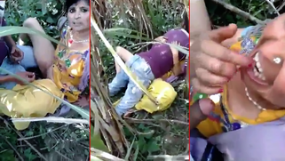 Aunty caught cheating, she gets outdoor fucked hard by two village guys