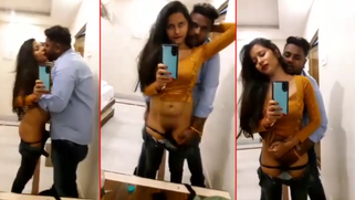 Indian cheating aunty with lover taking XXX dirty selfies for husband!