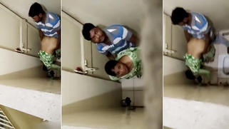 Desi scandal fuck in a public toilet caught on XXX camera and leaked