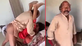 Caught my uncle in an abandoned house fucking a cheap local raṇḍī