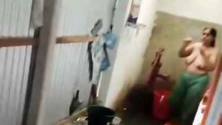 A perv nephew secretly recorded his village aunty naked bathing and nearly got caught | XXX Video on AllSex.XXX