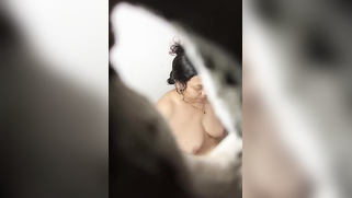 Nephew hides behind the hole in the wall to watch and masturbate while his aunt bathes nude | XXX Video on AllSex.XXX