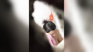 Nephew hides behind the hole in the wall to watch and masturbate while his aunt bathes nude | XXX Video on AllSex.XXX