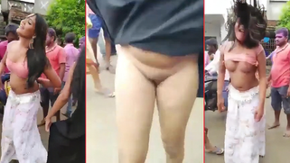 Busty Babe Duo Goes Wild, Exposing Dripping Cunts and Boobs in Public Street Bollywood Dance Frenzy